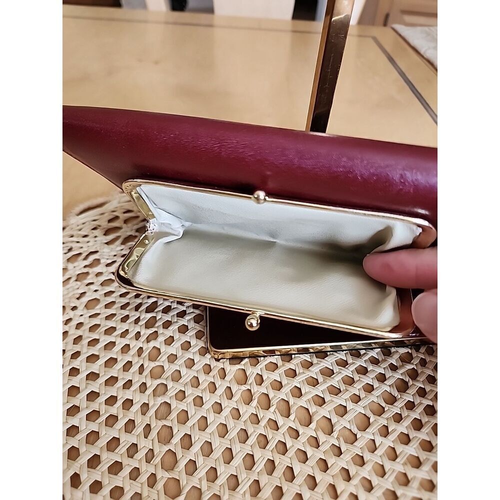 Vintage Prince Gardner Cowhide Kiss lock Maroon Wallet Checkbook - Picture 3 of 7
